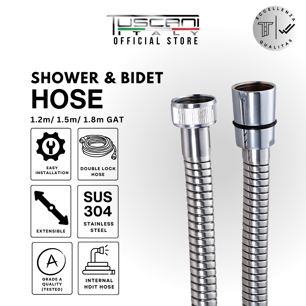 1.2m | 1.5m | 1.8m GAT - Shower & Bidet / HandSpray Hose