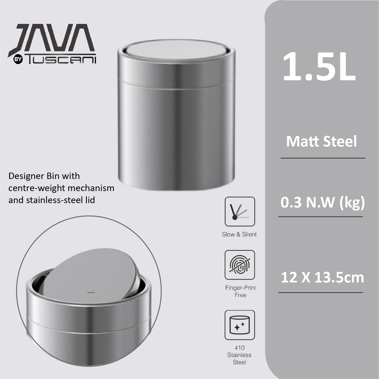 Tuscani JAVA TJ-8863 Swing Lid Bin