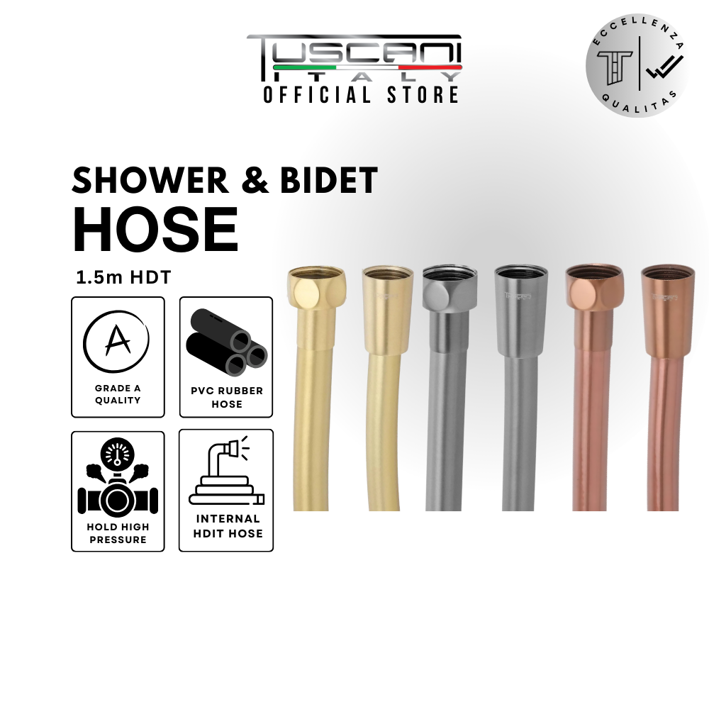 1.5m HDT GM,MG,RG - Shower & Bidet / HandSpray Hose