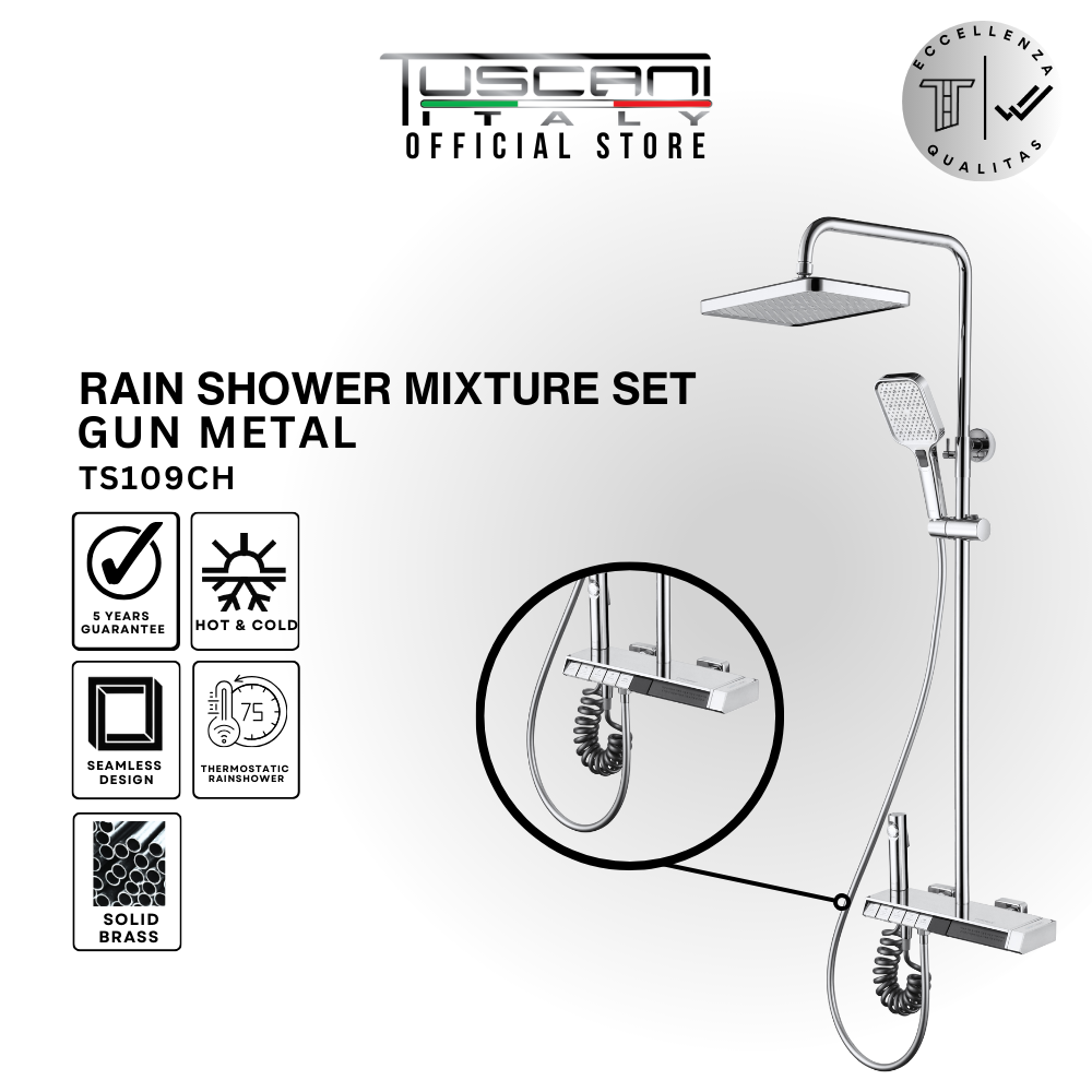 TS109CH - Chrome Rain Shower Set – Tuscani Italy Pte Ltd TS109CH - Chrome Rain Shower Set – Tuscani Italy Pte Ltd