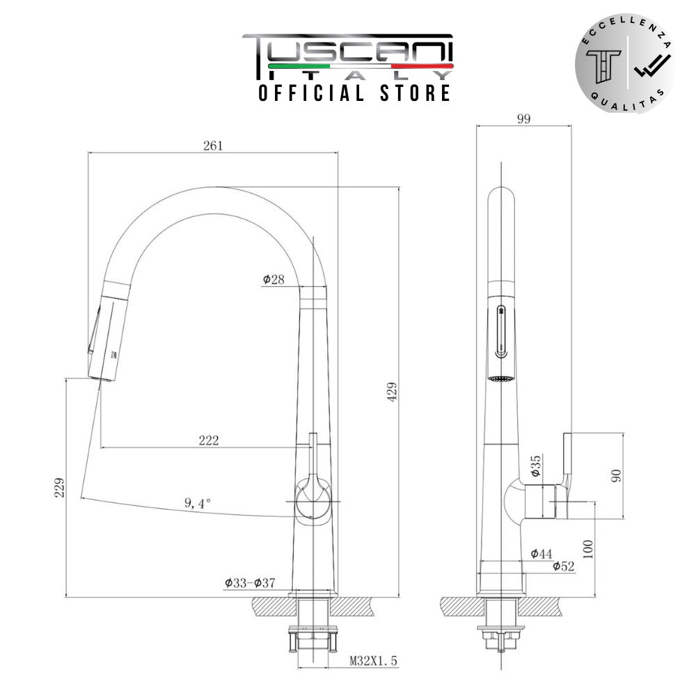Tuscani TK101PO Kitchen Mixer