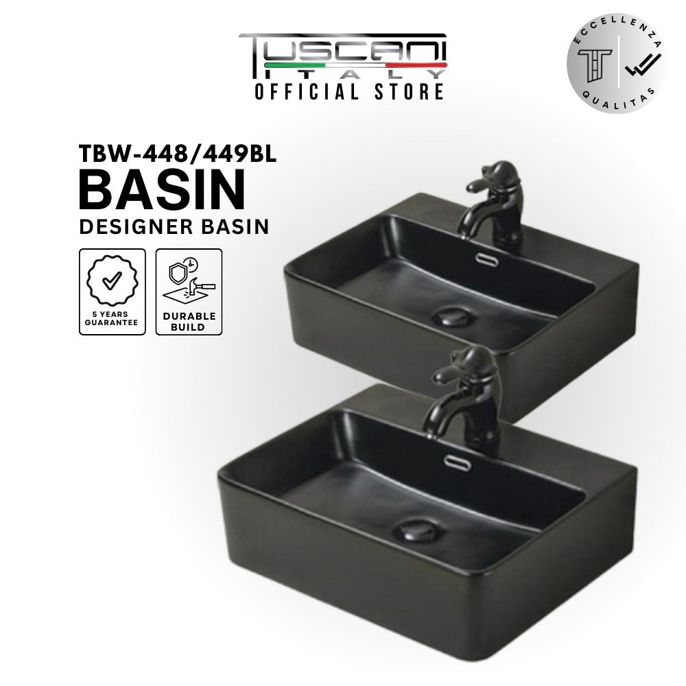 TBW448BL - Matte Black Design Wall / Deck Wash Basin