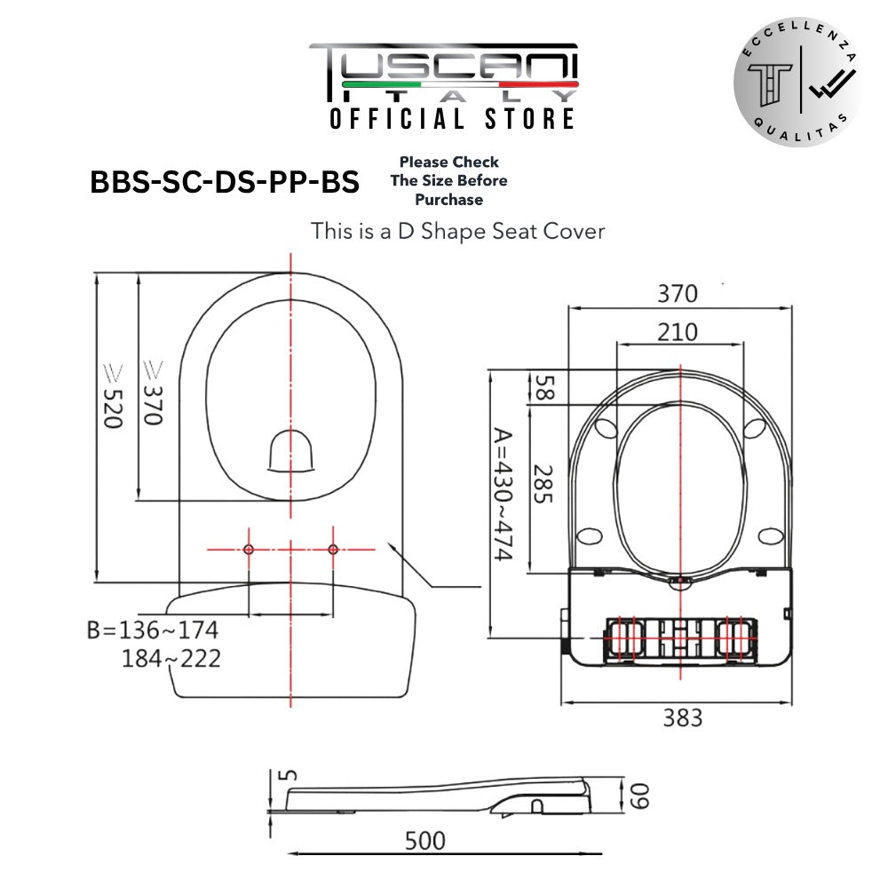 BBS-SC-DS-PP-BS - Bidet Seat Cover - D Shape