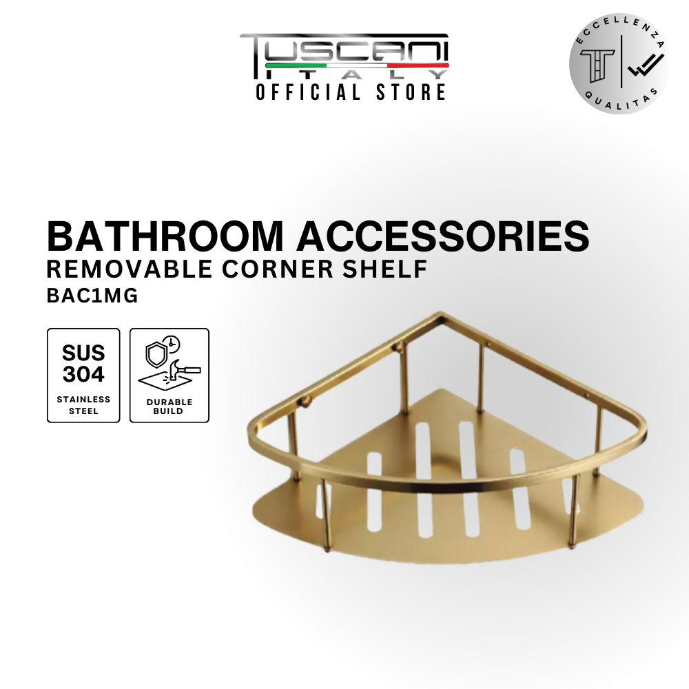 BAC1MG - Corner Shelf in Matte Gold - Bathroom Accessories
