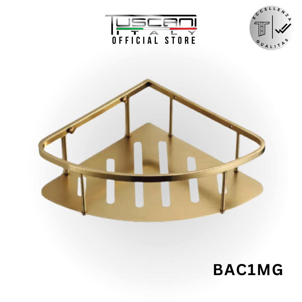 BAC1MG - Corner Shelf in Matte Gold - Bathroom Accessories