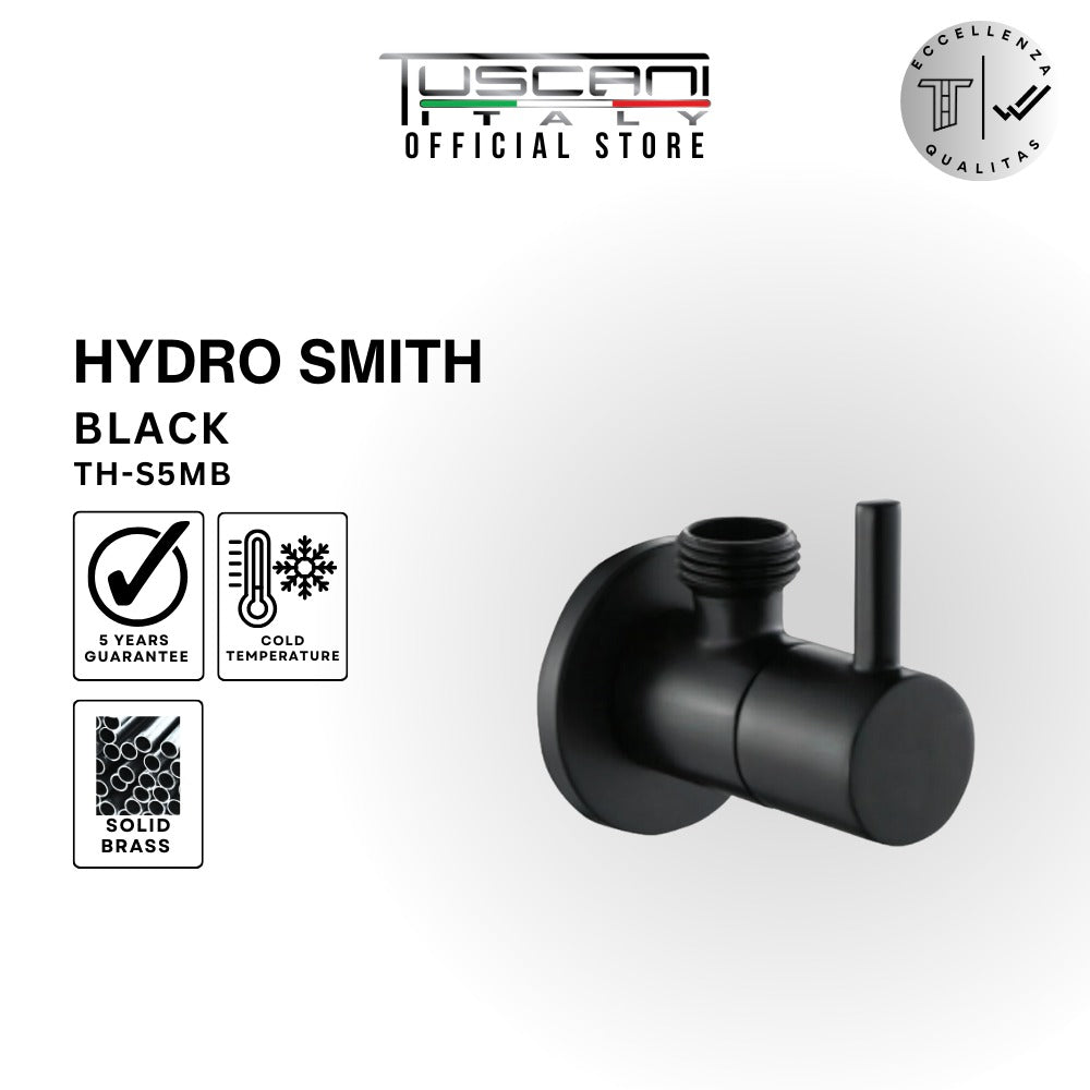 Matte black angle valve for bidet with sleek brass construction and modern design