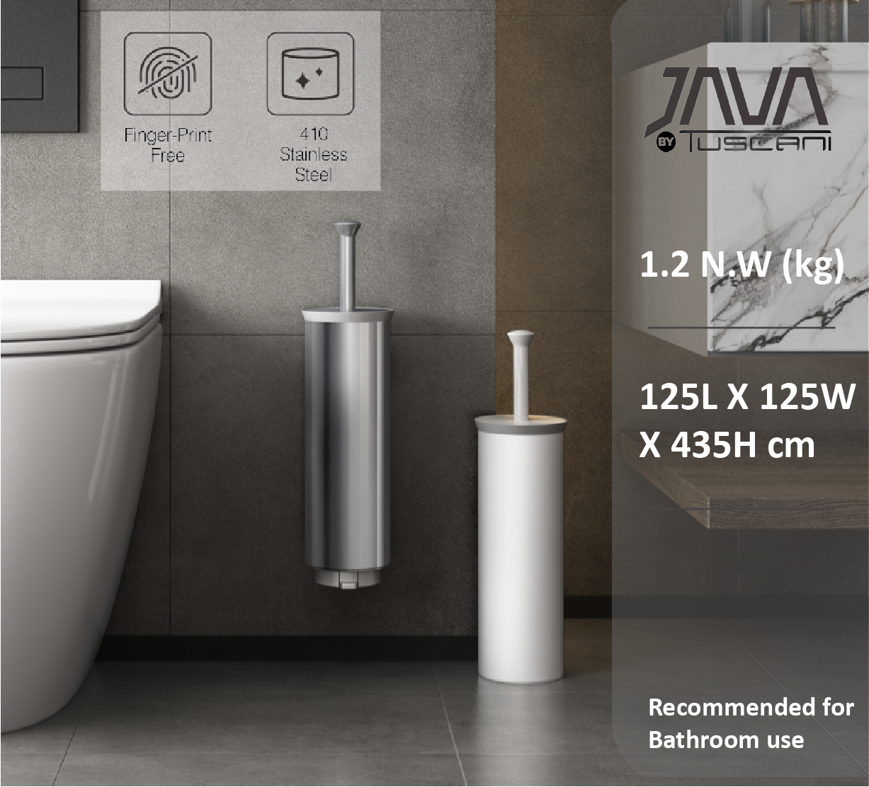 Tuscani JAVA TJ-812 Toilet Brush and Holder