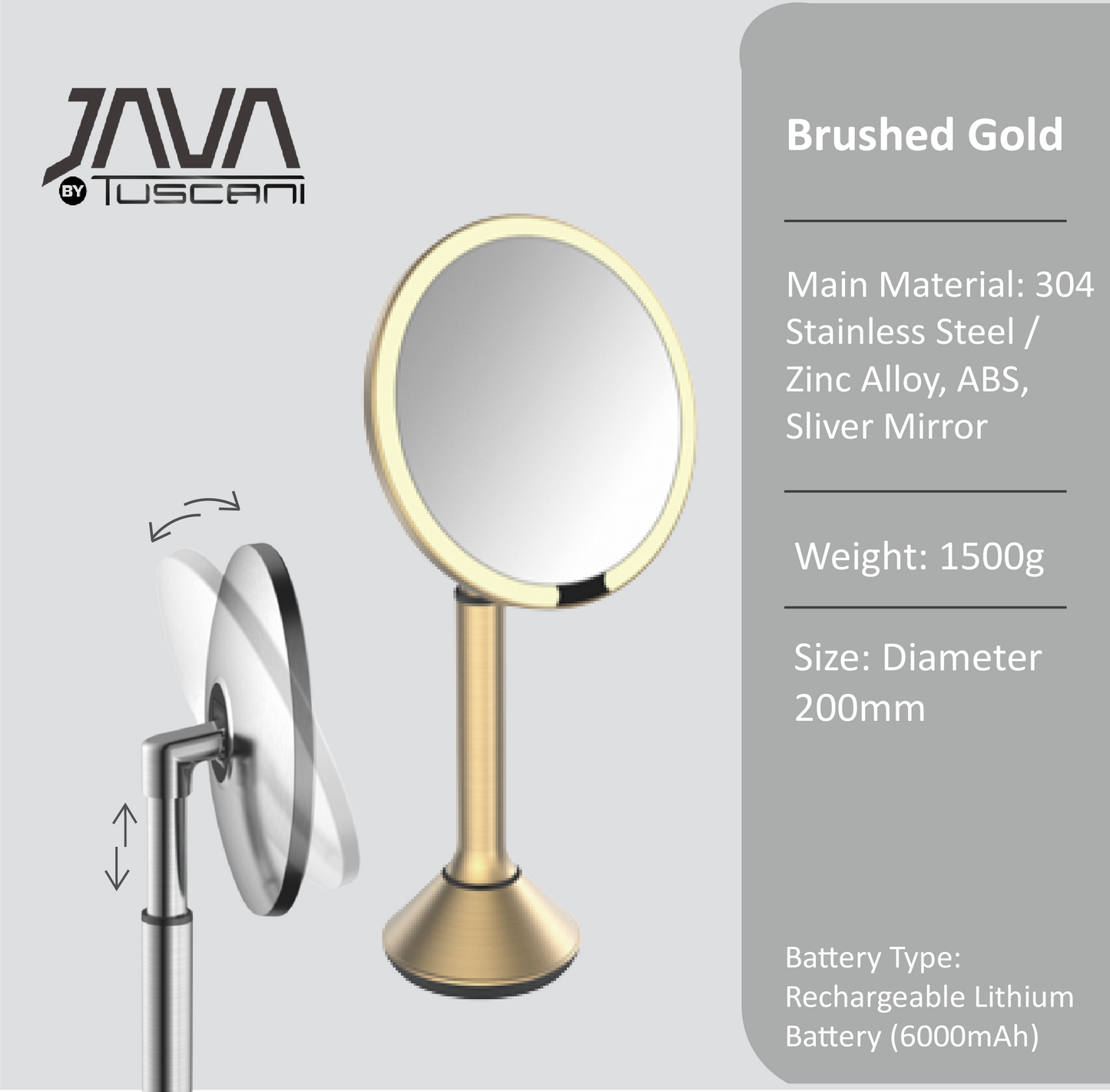 Tuscani JAVA TJ-8880 Desktop Design Makeup Mirror