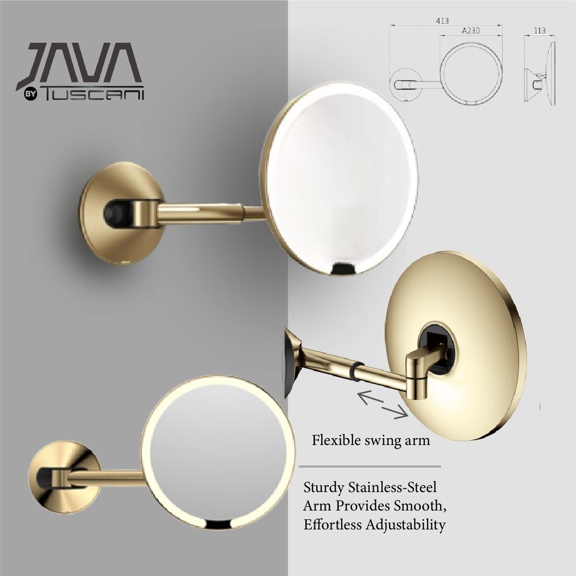 Tuscani JAVA TJ-M8881 Wall Hung Design Makeup Mirror
