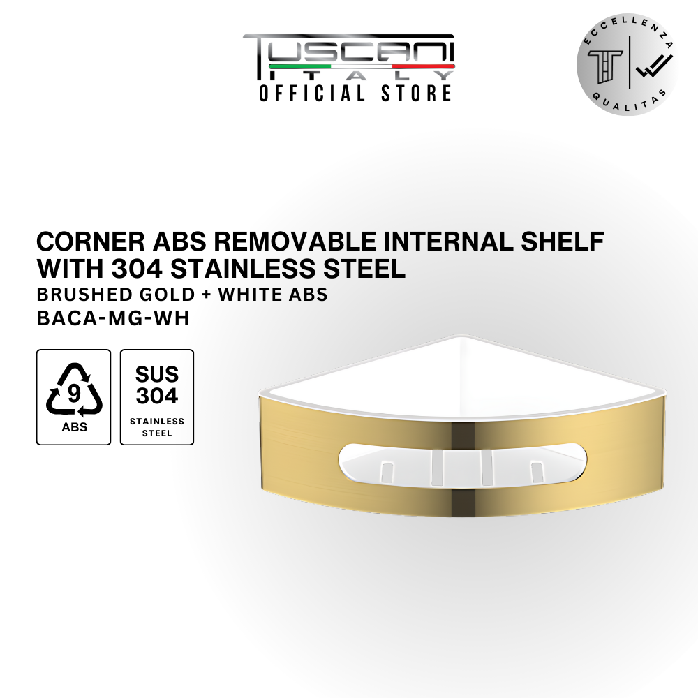 BACA - Removable Corner Shelf - Bathroom Accessories (304 Stainless Steel & ABS)