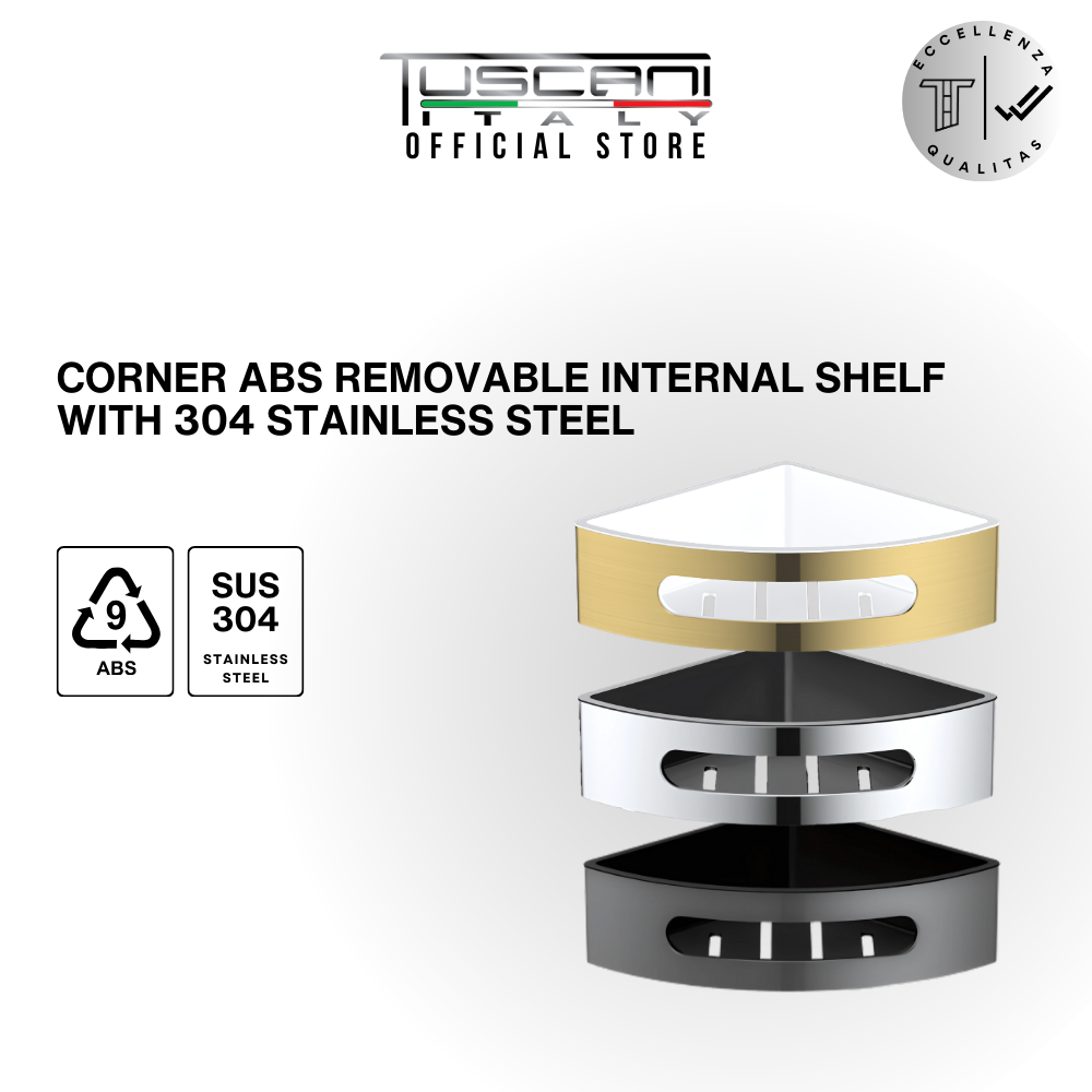BACA - Removable Corner Shelf - Bathroom Accessories (304 Stainless Steel & ABS)