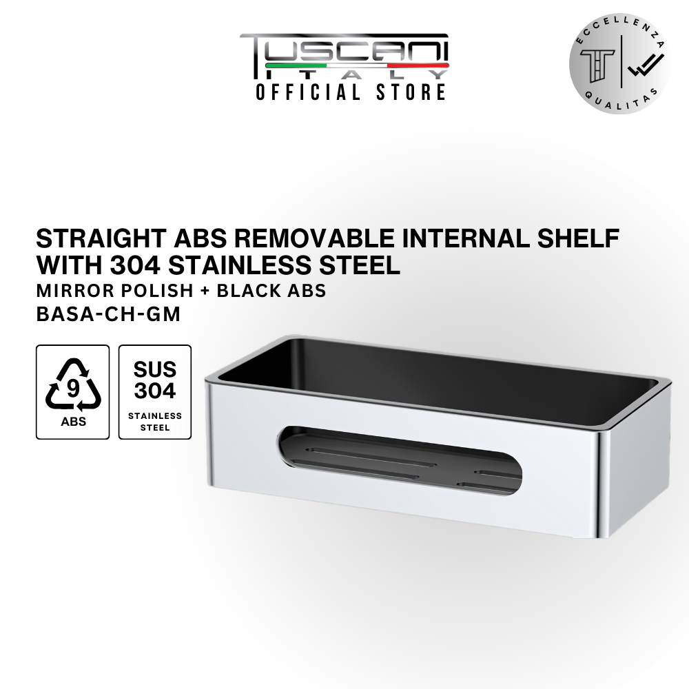 BASA - Removable Straight Shelf - Bathroom Accessories (304 Stainless Steel & ABS)