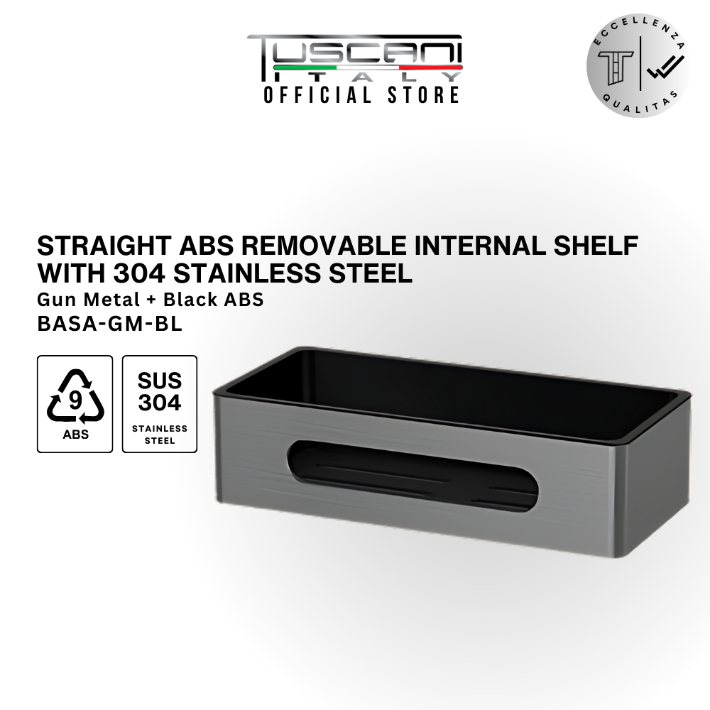 BASA - Removable Straight Shelf - Bathroom Accessories (304 Stainless Steel & ABS)