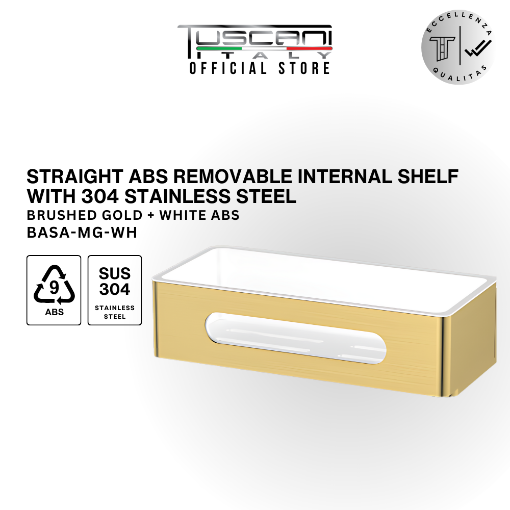 BASA - Removable Straight Shelf - Bathroom Accessories (304 Stainless Steel & ABS)