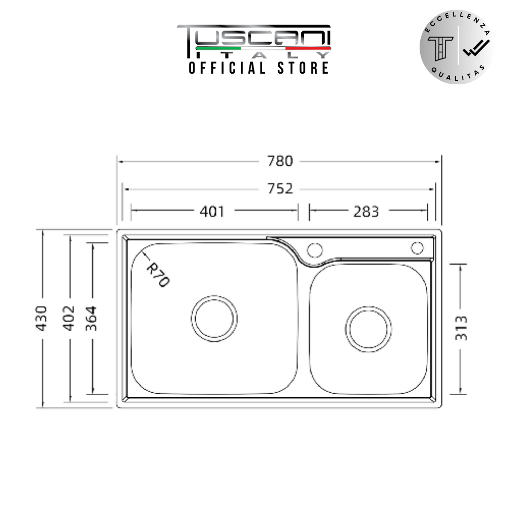 E8346 Top & Under-Mount Use Kitchen Sink