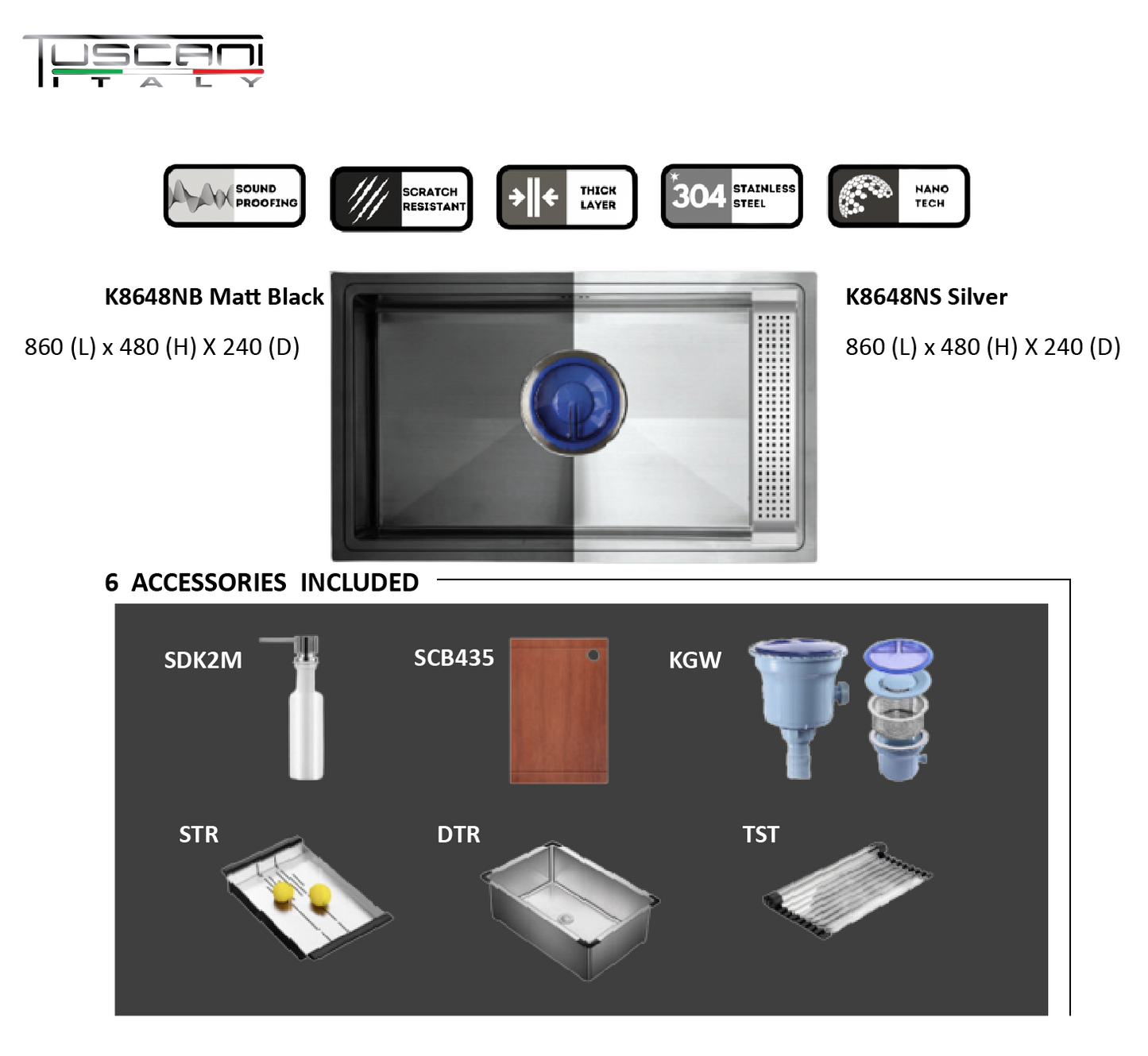 K8648NS Set - Top & Under-Mount Use Kitchen Sink