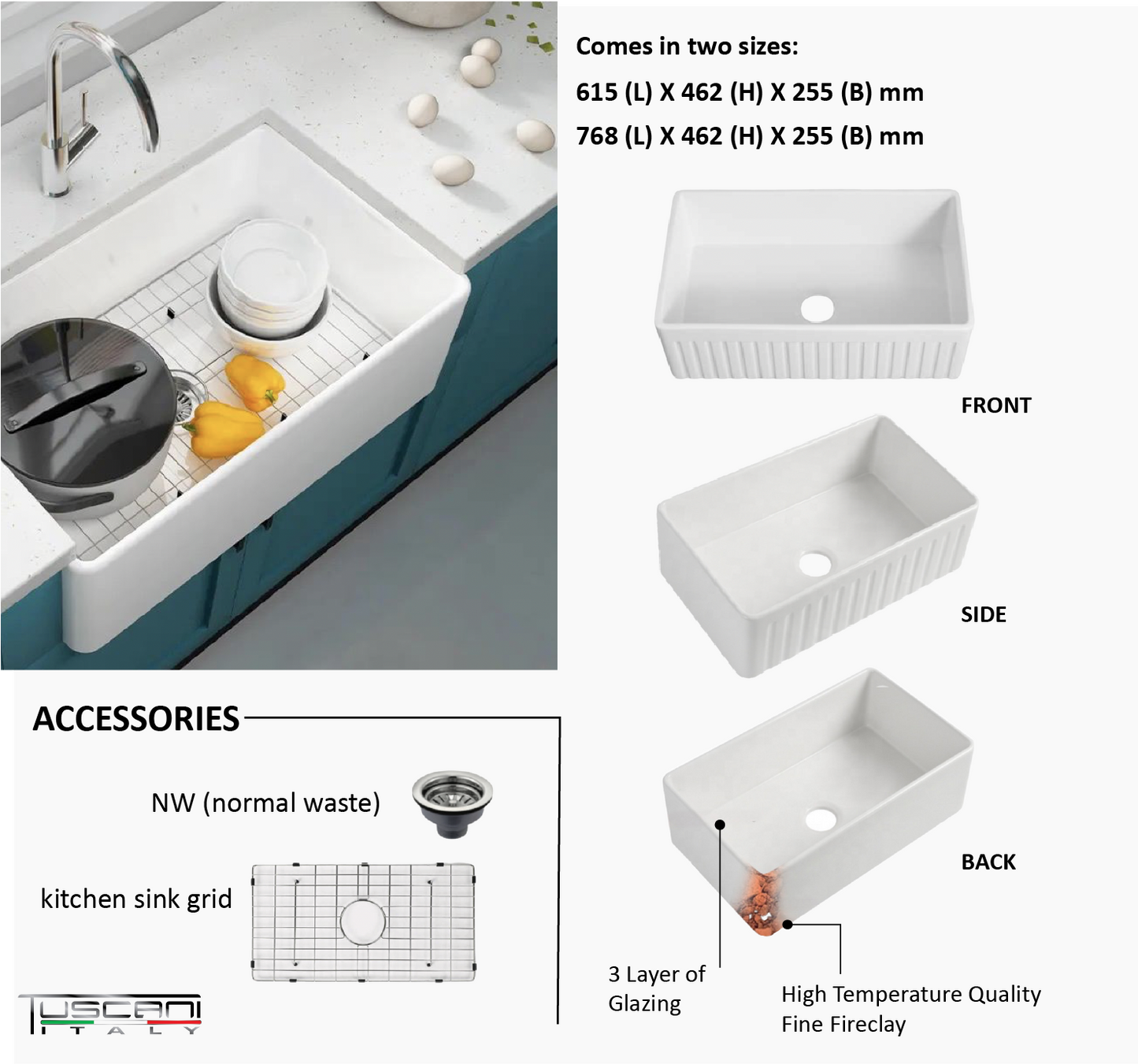 KS2418 | KS3018 - Farmhouse Kitchen Sink