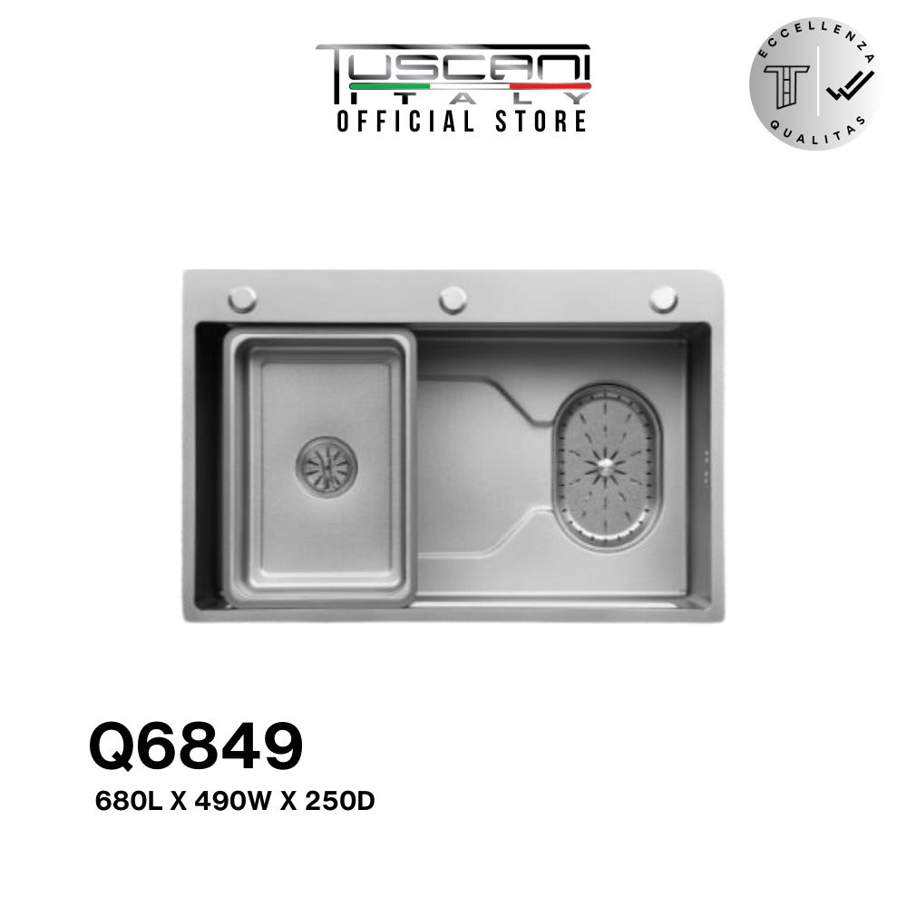 Q6849NS | Q7549NS - Silver Top & Under-Mount Use Kitchen Sink