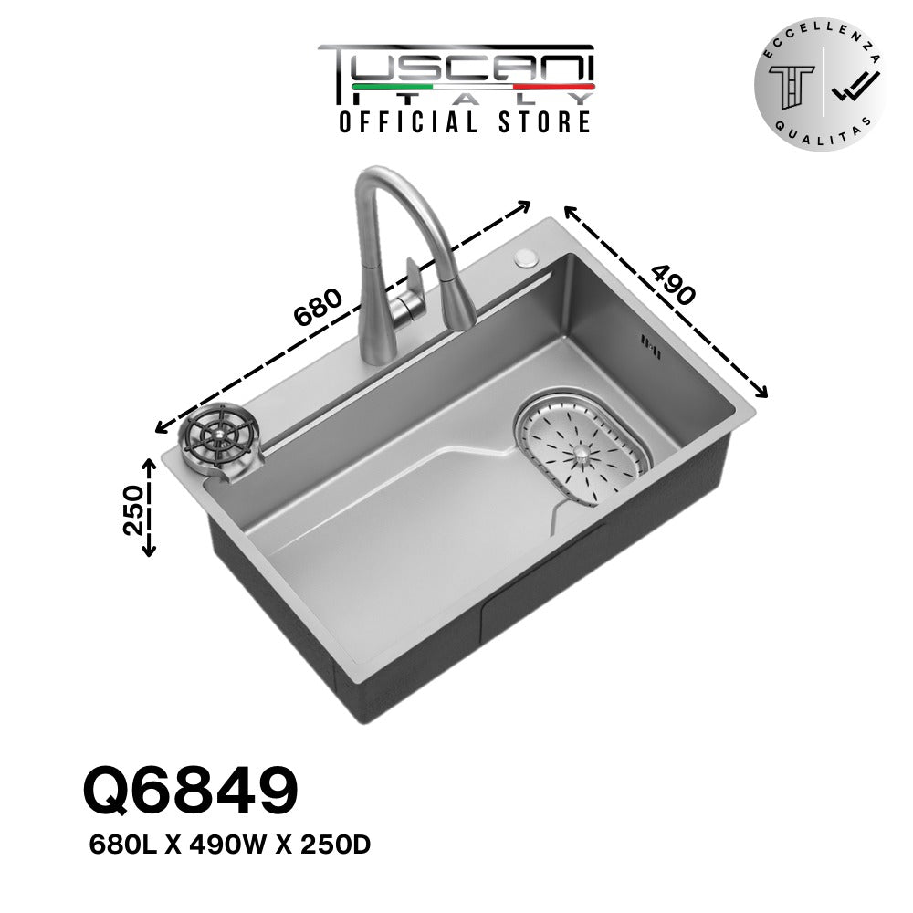 Q6849NS | Q7549NS - Silver Top & Under-Mount Use Kitchen Sink