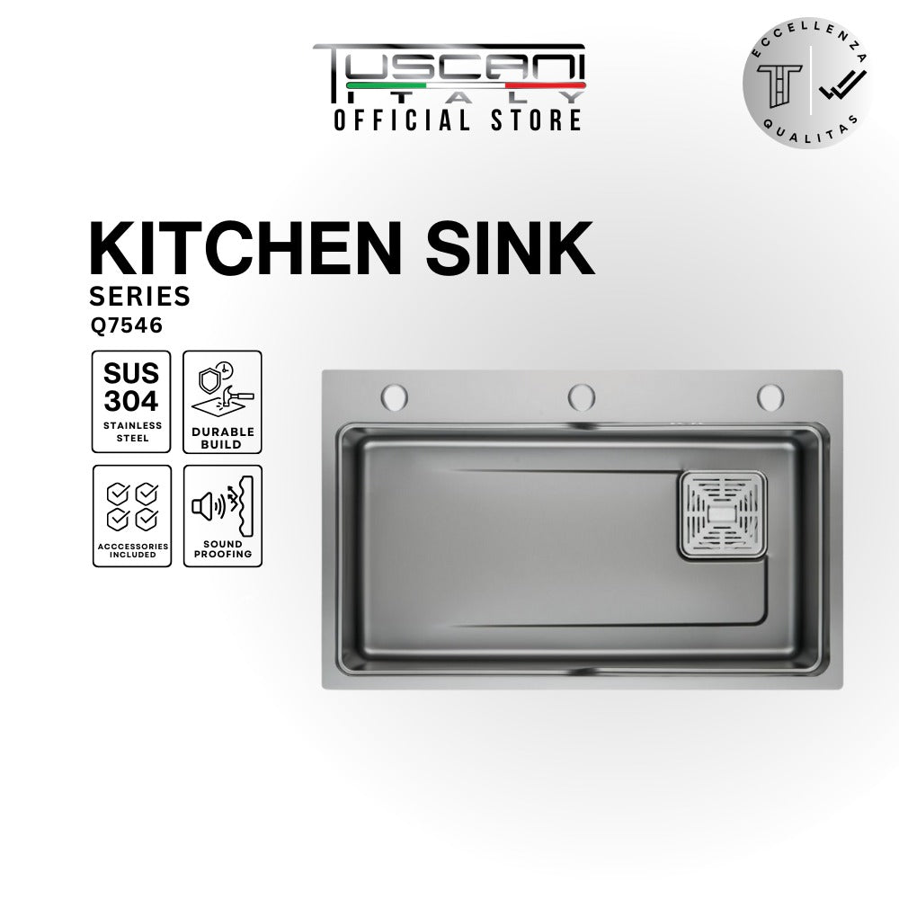 Q6846GN | Q7546GN - Gunmetal Top & Under-Mount Use Kitchen Sink