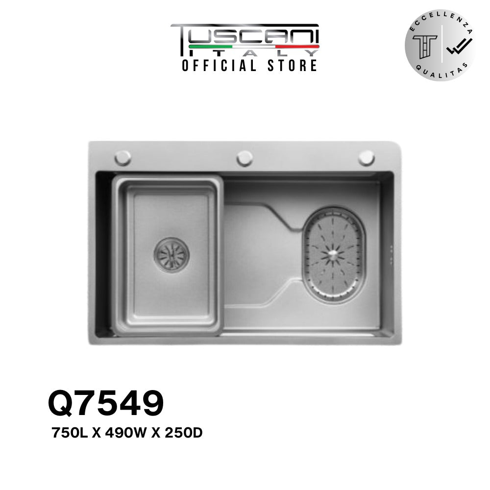 Q6849NS | Q7549NS - Silver Top & Under-Mount Use Kitchen Sink