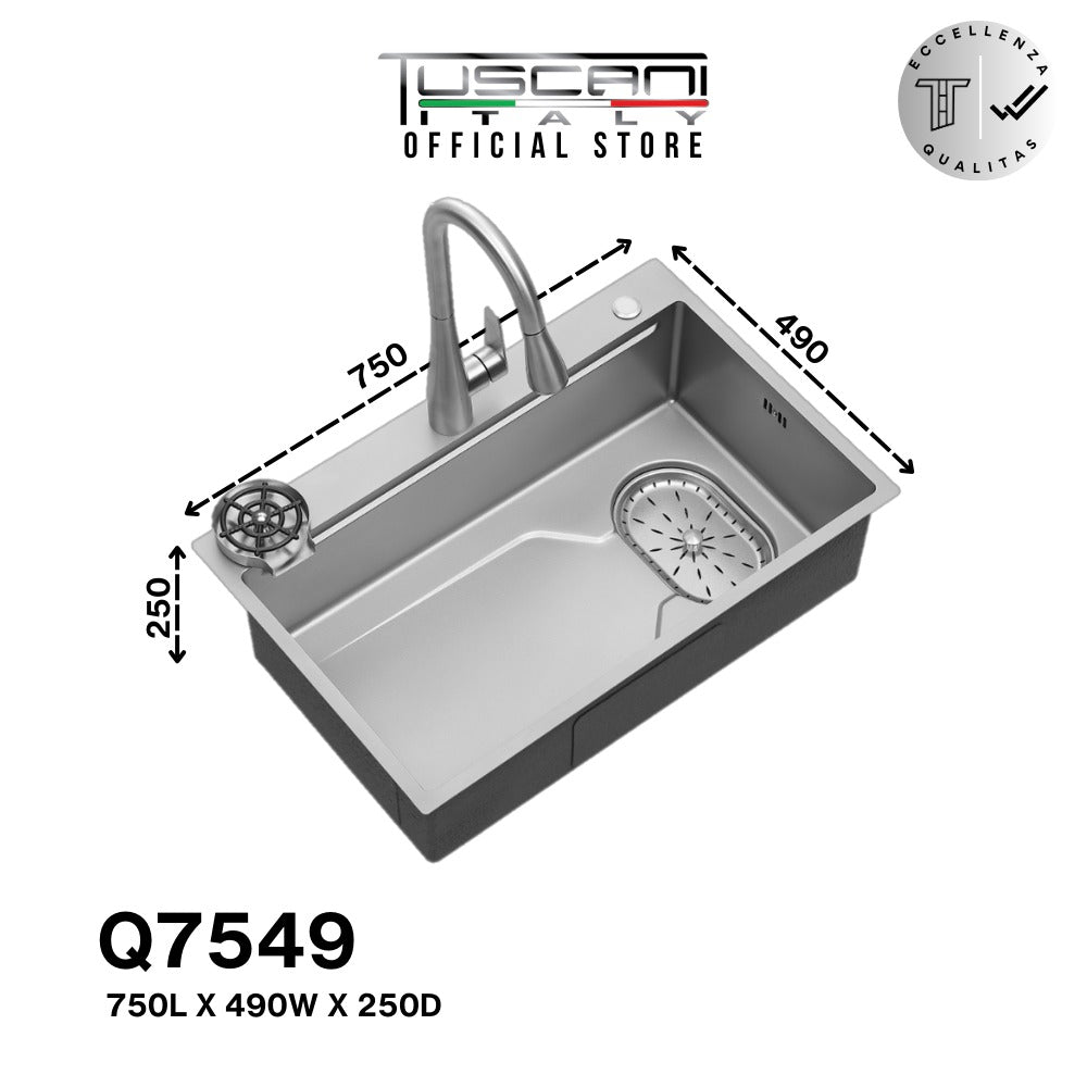 Q6849NS | Q7549NS - Silver Top & Under-Mount Use Kitchen Sink