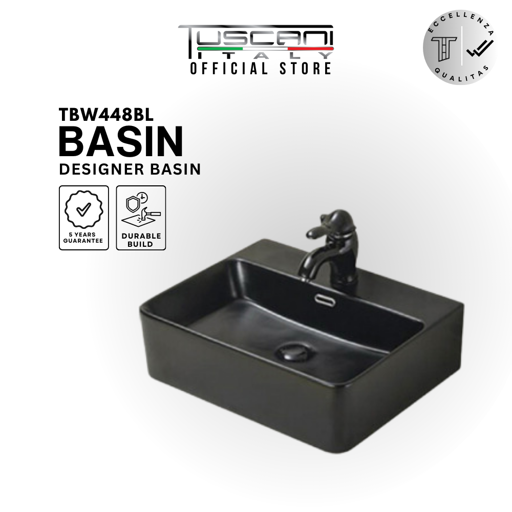 TBW448BL - Matte Black Design Wall / Deck Wash Basin