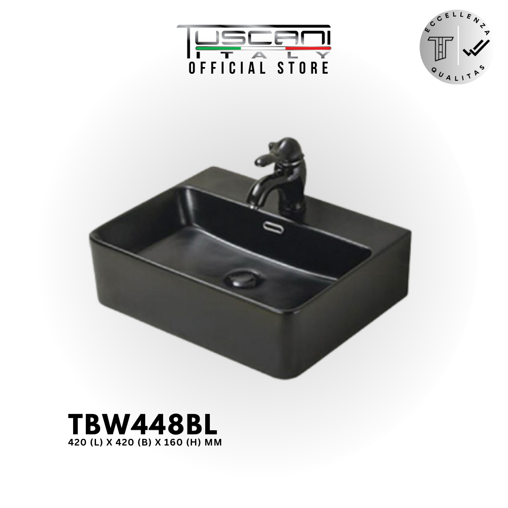 TBW448BL - Matte Black Design Wall / Deck Wash Basin