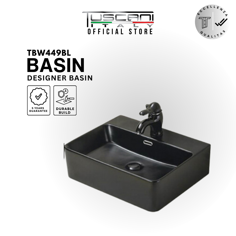 TBW448BL - Matte Black Design Wall / Deck Wash Basin