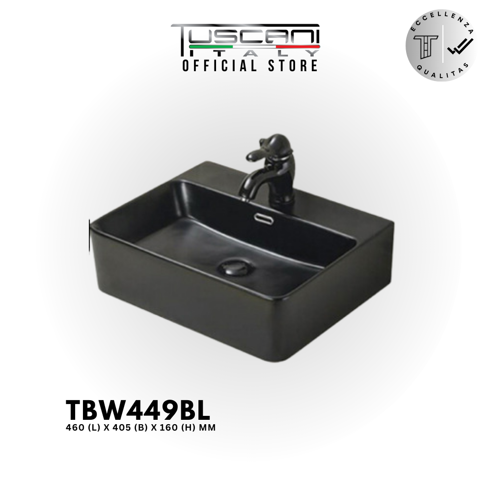 TBW448BL - Matte Black Design Wall / Deck Wash Basin