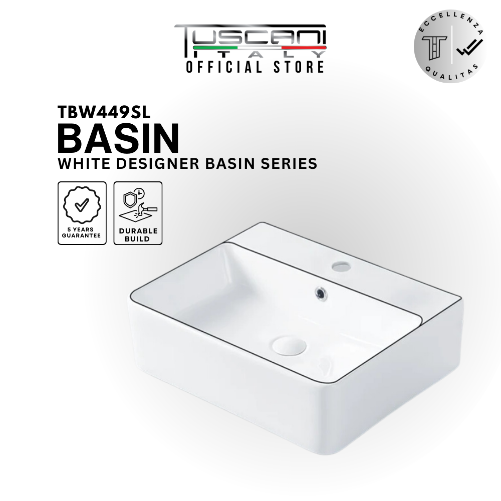 TBW449SL - White Line Wall / Deck Basin