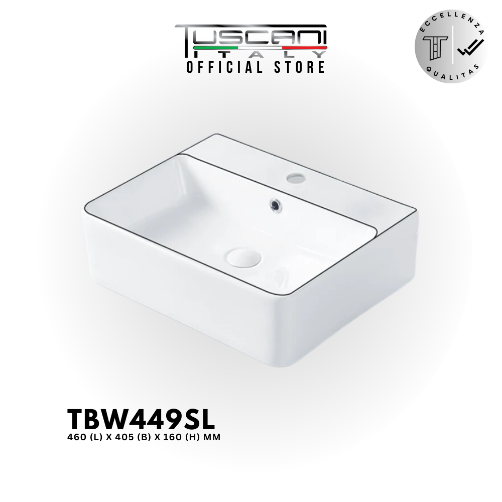 TBW449SL - White Line Wall / Deck Basin