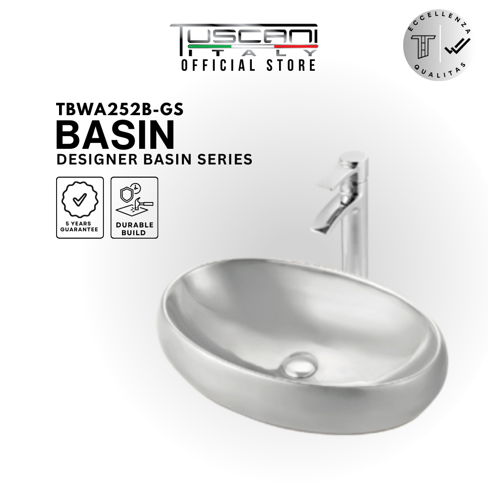 Tuscani TBWA252B-GS | TBWA252B-GG - Deck Mounted Designer Basin