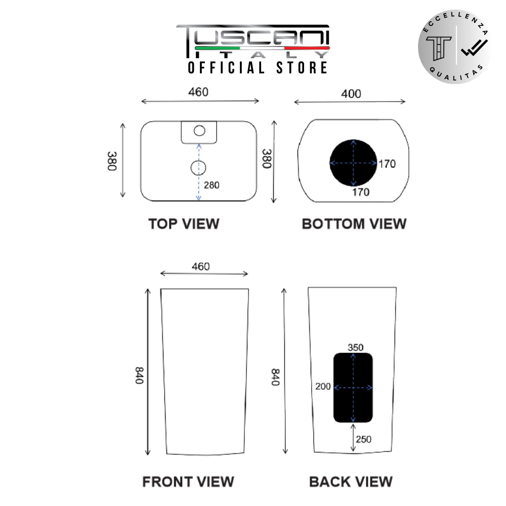 TBY1851 - White Pedestal Basin