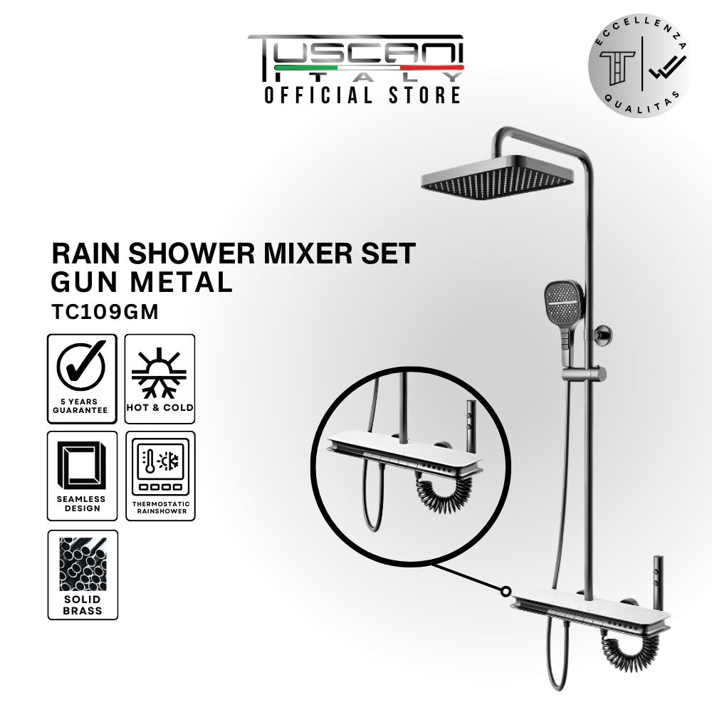 TC109GM - Gun Metal Rain Shower Set