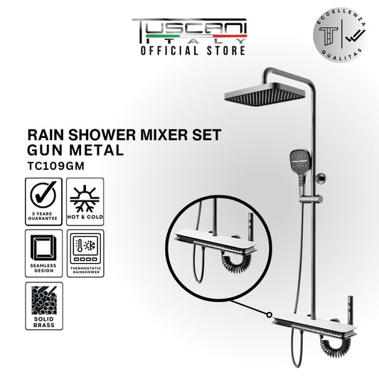 TC109GM - Gun Metal Rain Shower Set