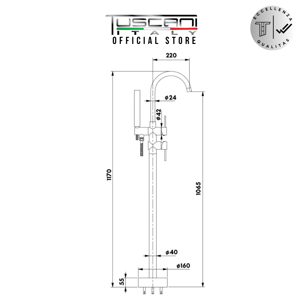 TD108 - Free Standing Bathtub Mixer Filler