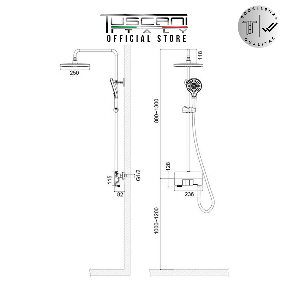 TE109 - Piano Rain Shower Set