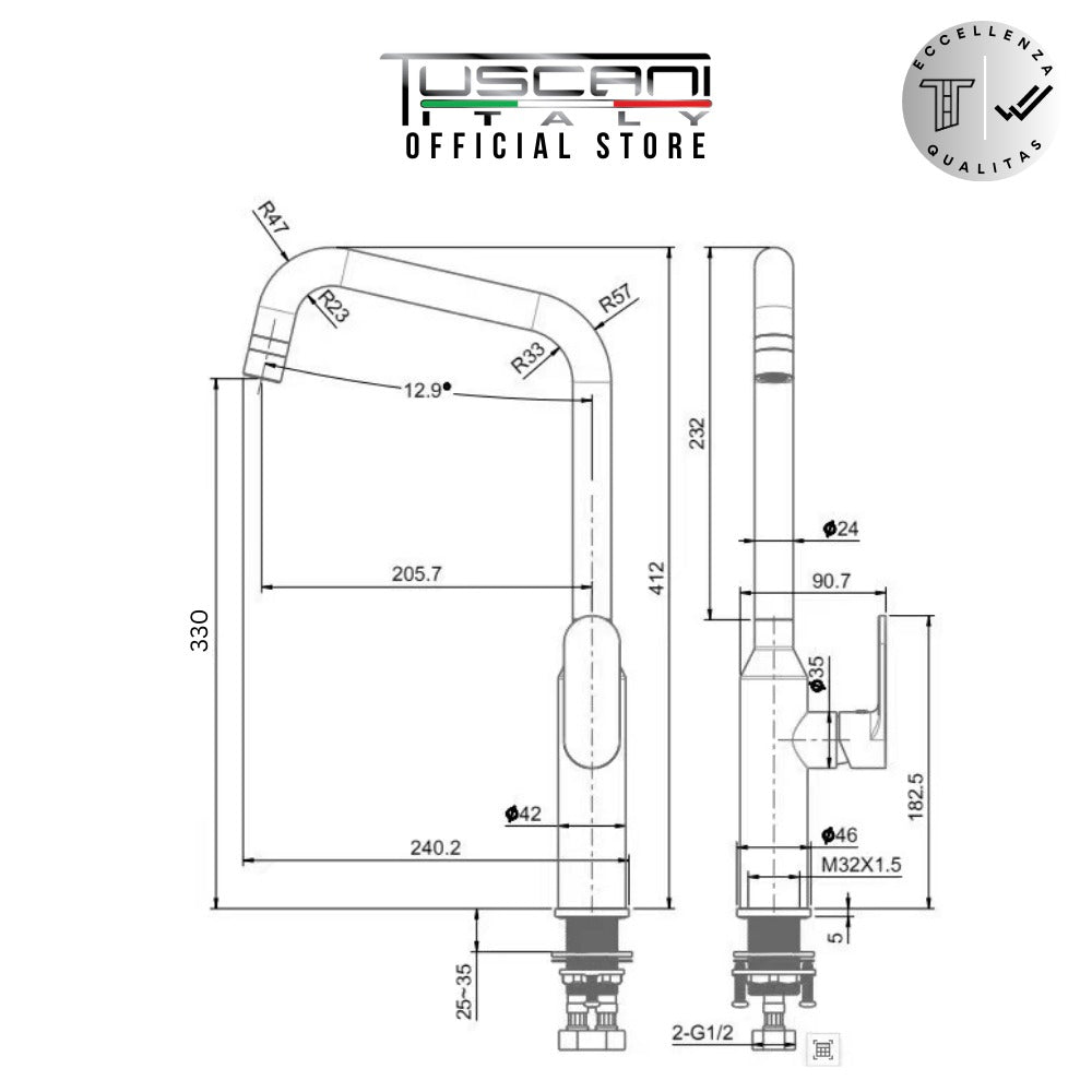 TK101C-1 - Chrome Kitchen Mixer