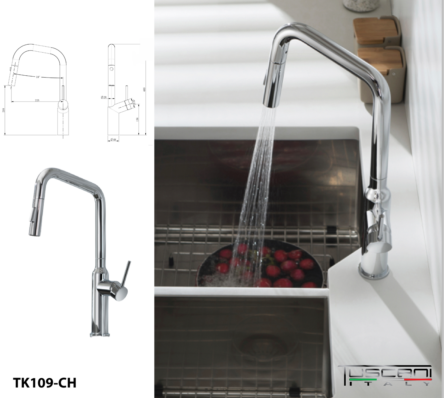 TK109PO - Kitania Series Pull Out Kitchen Mixer