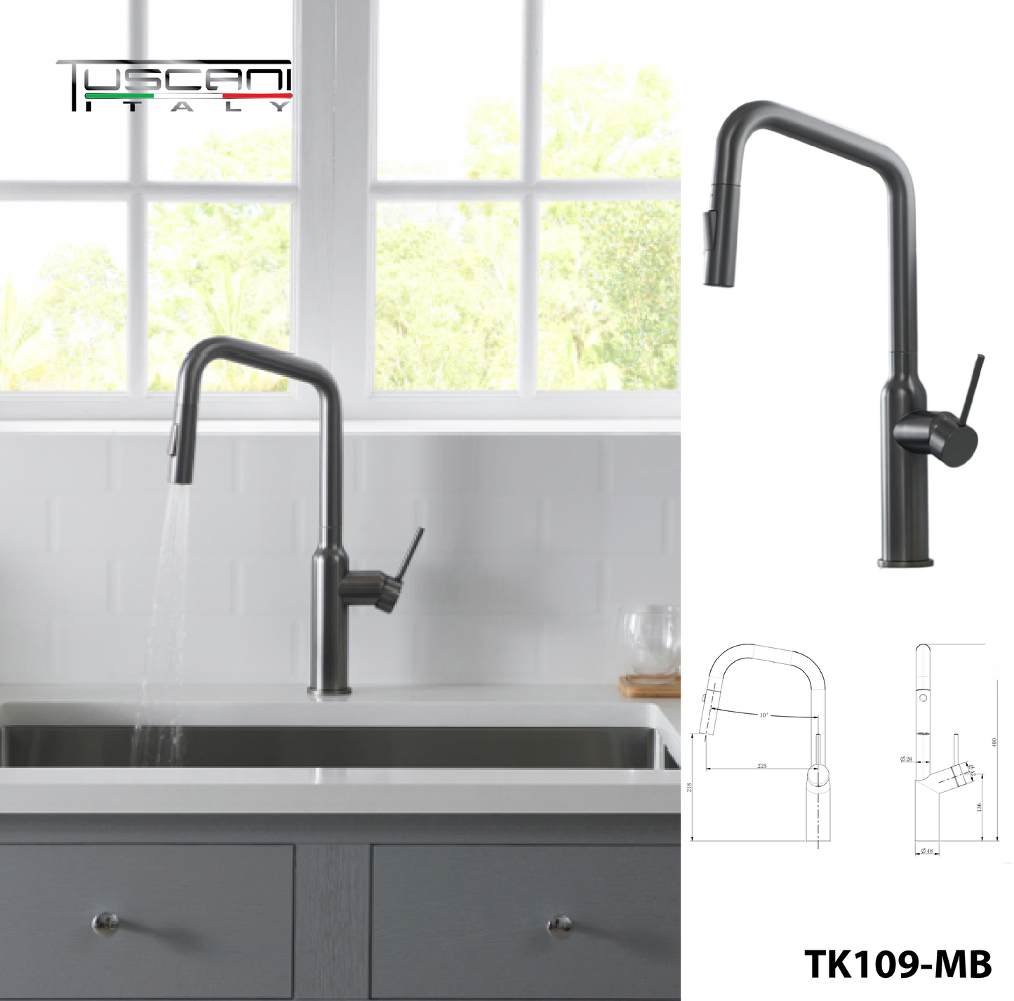 TK109PO - Kitania Series Pull Out Kitchen Mixer