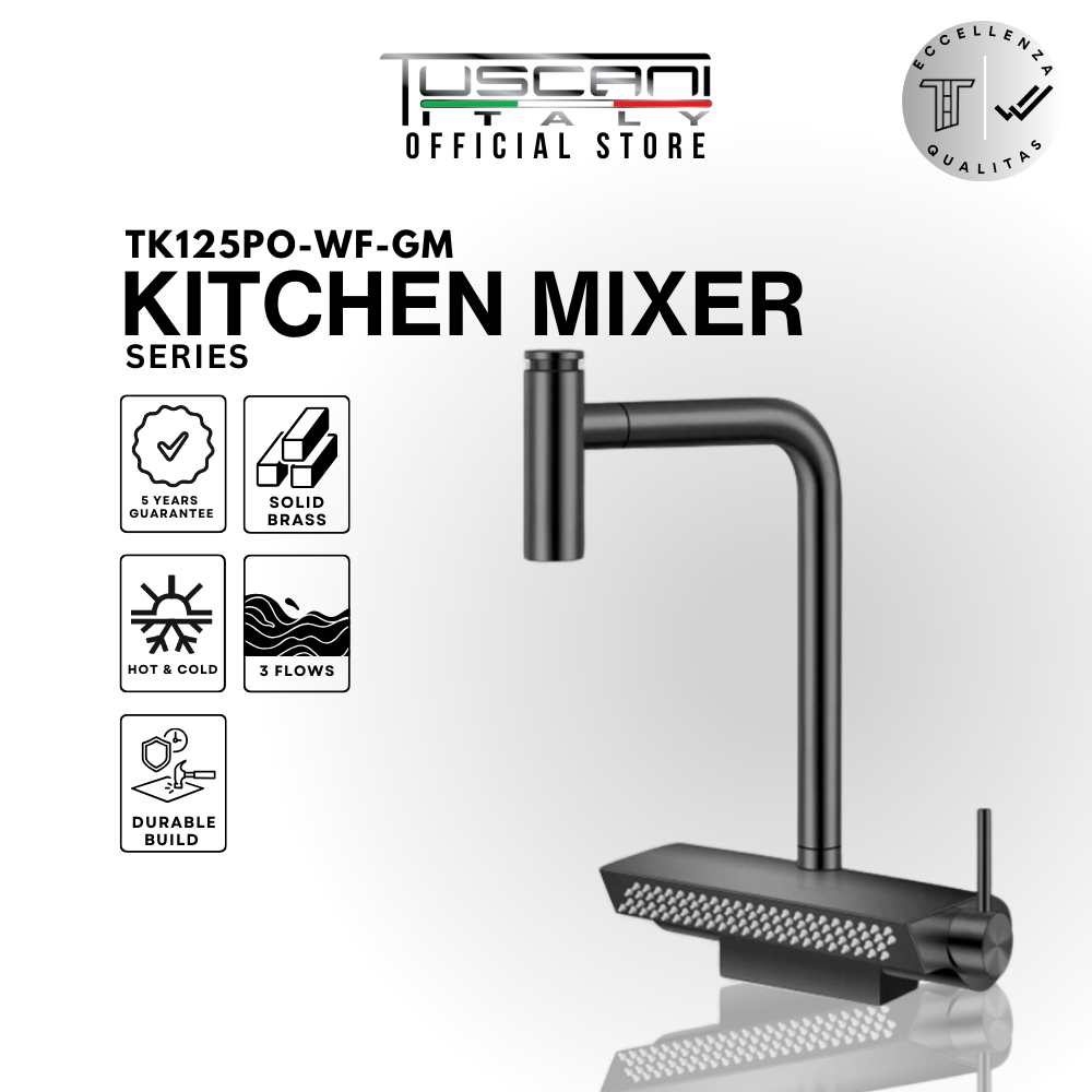 TK125PO-WF-GM - Kitania Series Pull Out Kitchen Mixer with Shower Flow