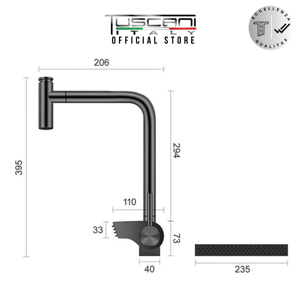 TK125PO-WF-GM - Kitania Series Pull Out Kitchen Mixer with Shower Flow