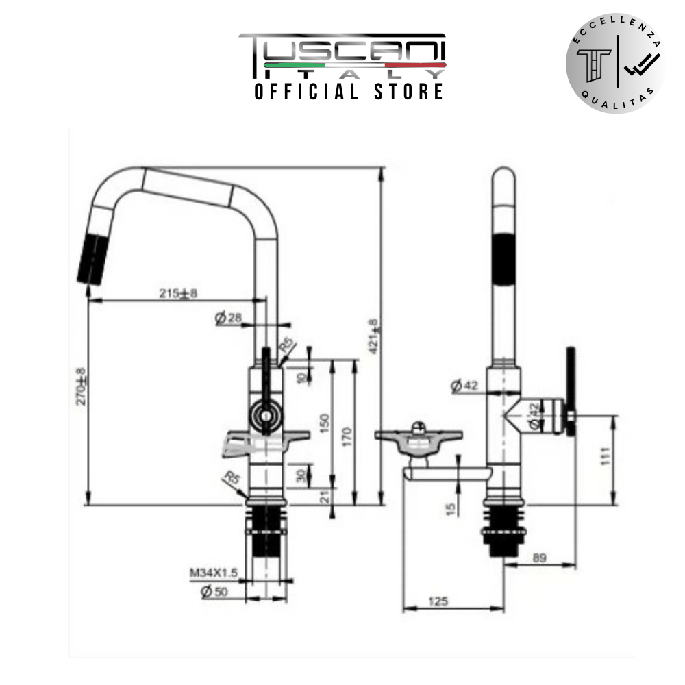 TUSCANI Kitchen Mixer TK130PO-BR-CW