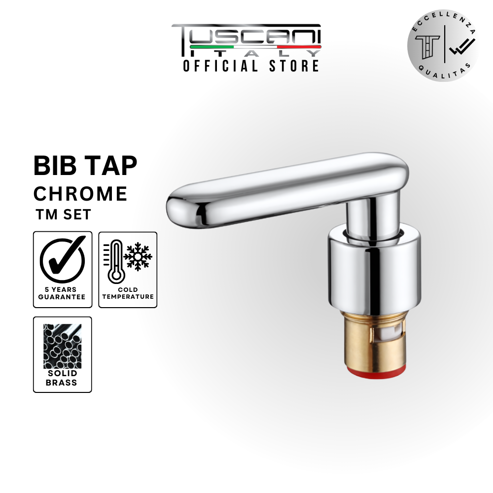 Chrome TM Series Spare Parts Set for Basin Cold Tap with handle, cap, and cartridge valve