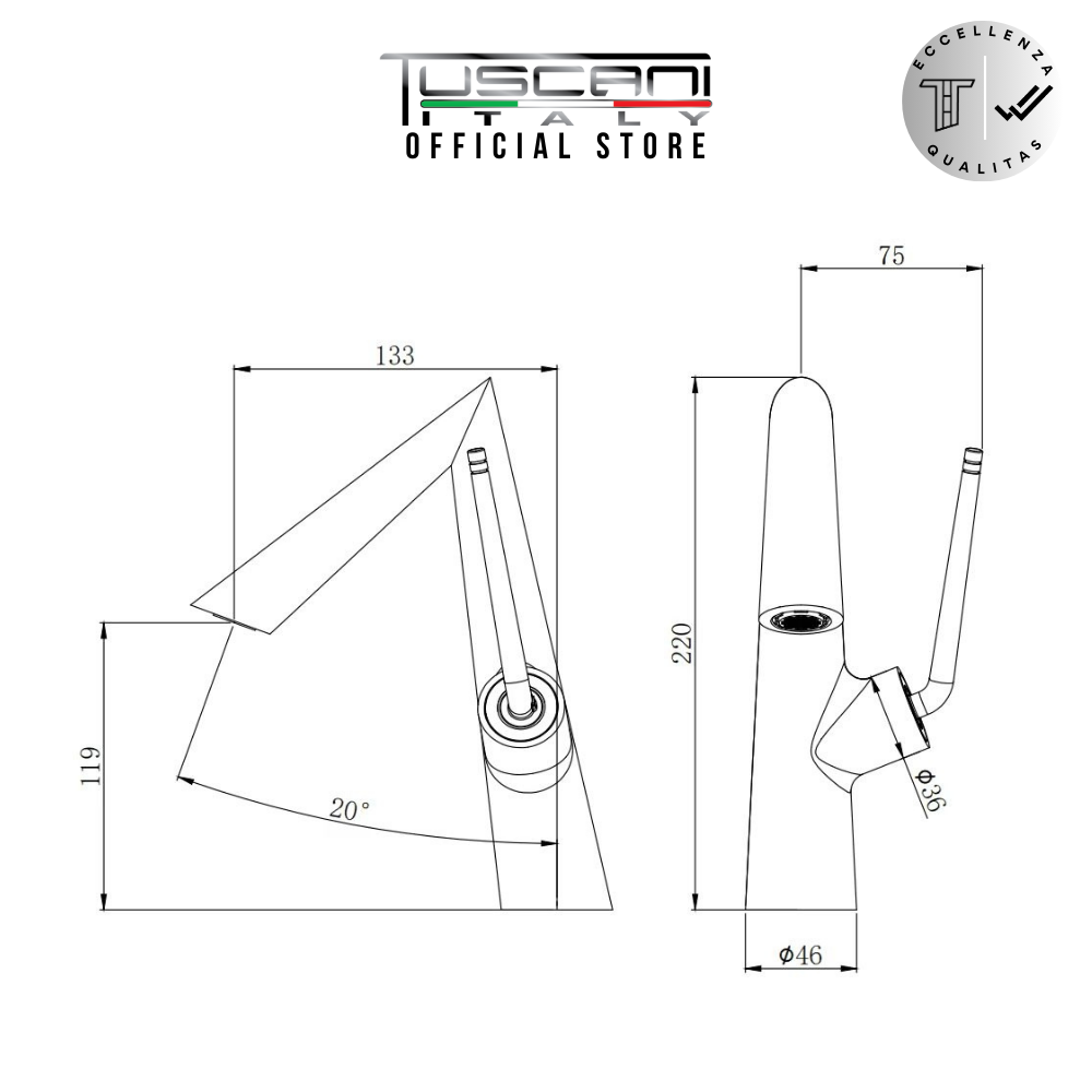 Tuscani TX102 Designer Basin Mixer