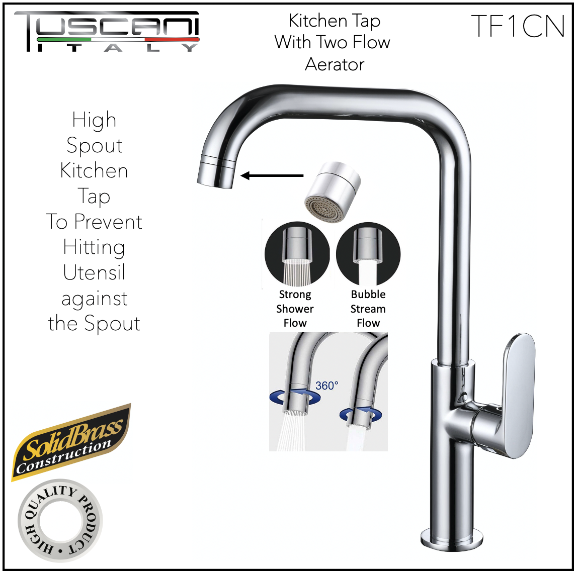 Tuscani TF1CN - Fabiana Series Kitchen Cold Tap - Cold Taps