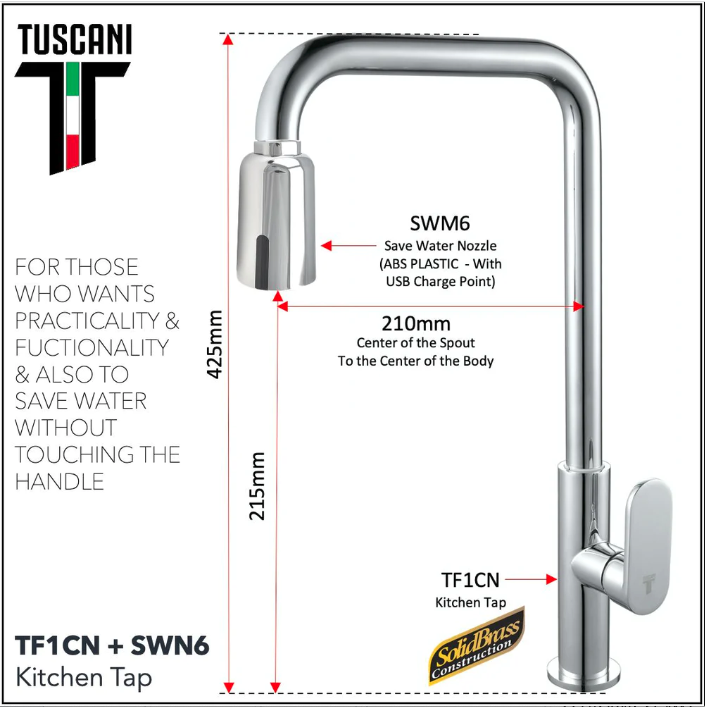 Tuscani TF1CN - Fabiana Series Kitchen Cold Tap - Cold Taps