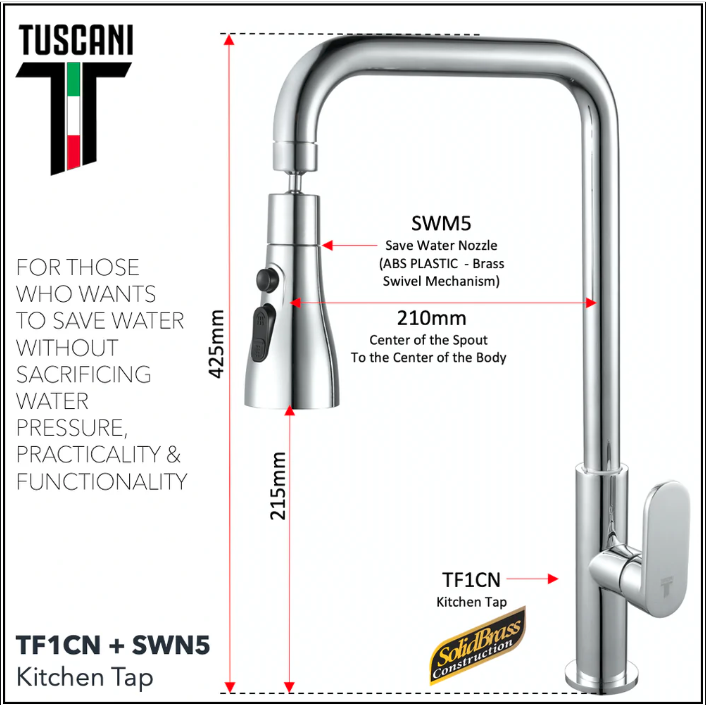 Tuscani TF1CN - Fabiana Series Kitchen Cold Tap - Cold Taps