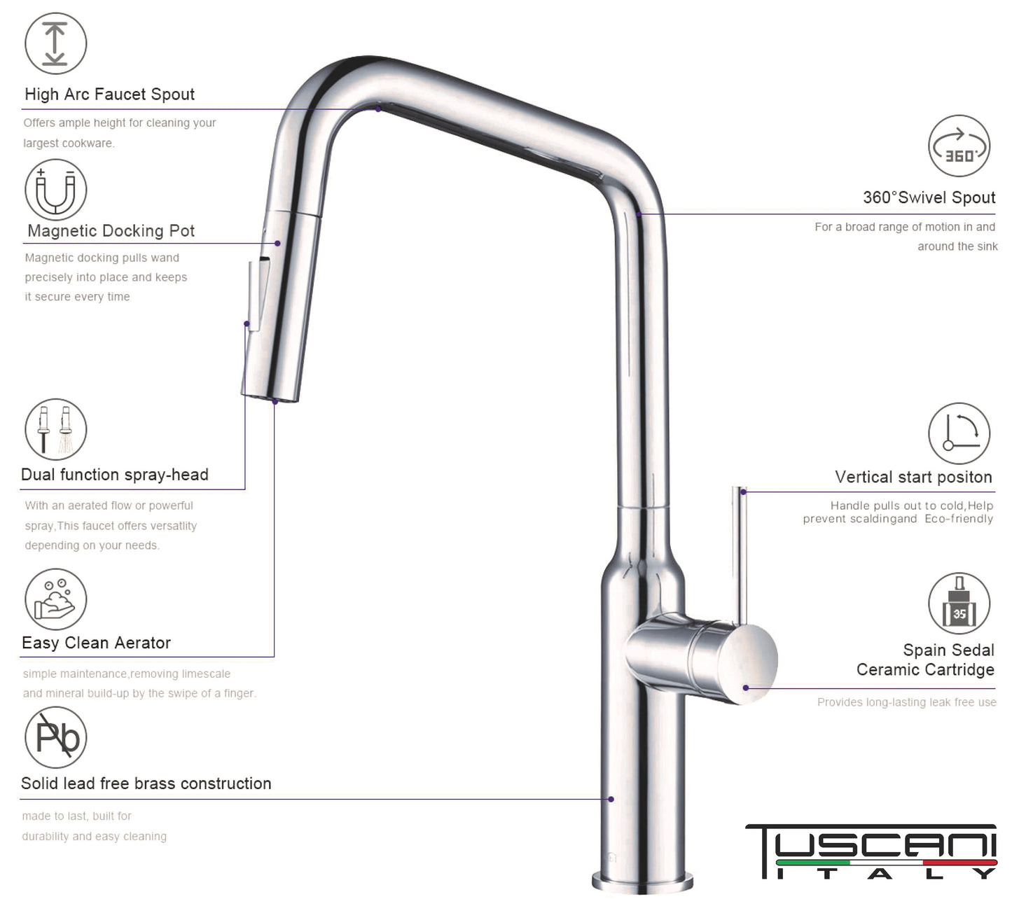 TK109PO - Kitania Series Pull Out Kitchen Mixer